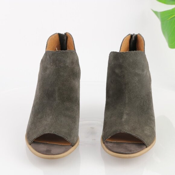 Susina Womens Carina Lea Boot Size 7.5 Gray Suede Block Heel Open Toe Bootie - Picture 2 of 11